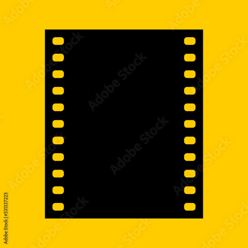Film frame illustration. On a yellow background. Vector illustration