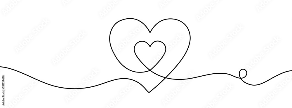 Fototapeta premium Heart. Abstract love symbol. Continuous line art drawing vector illustration. Family symbol