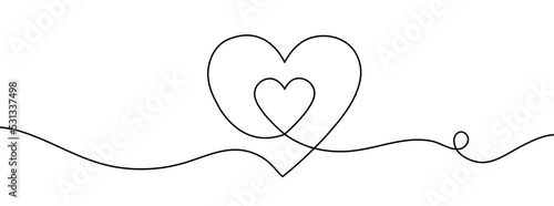 Heart. Abstract love symbol. Continuous line art drawing vector illustration. Family symbol