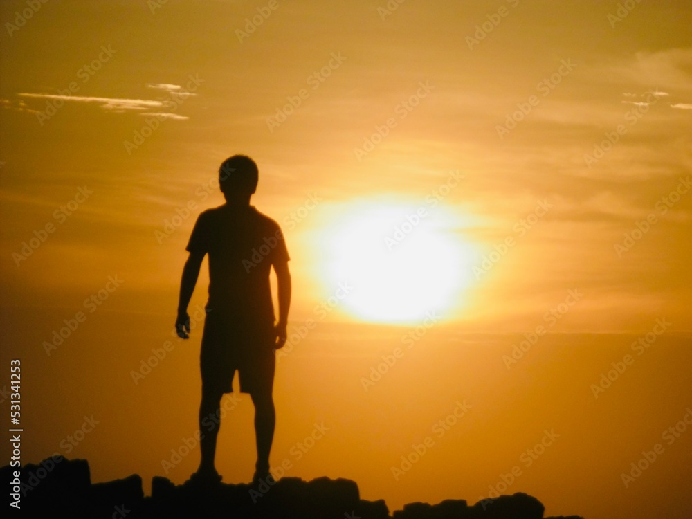 Man in sunset