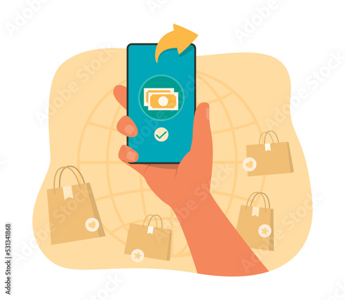 Online Payment by Smartphone for Online Shopping Concept Illustration