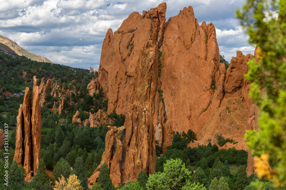 Surreal rock pinnacles with red rock sand stone towers surrounded by ...