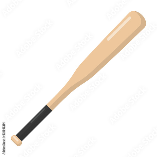 Vector graphic of wood baseball stick. Baseball equipment illustration with flat design style. Suitable for poster or content design assets