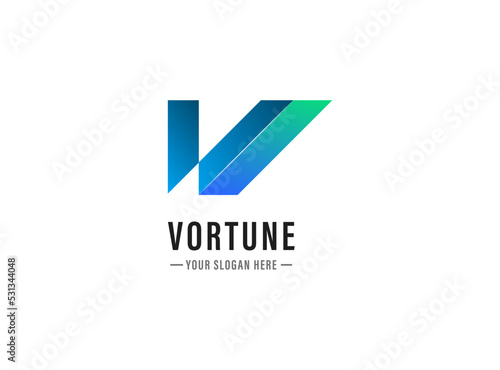 Simple gradient letter V logo design template.