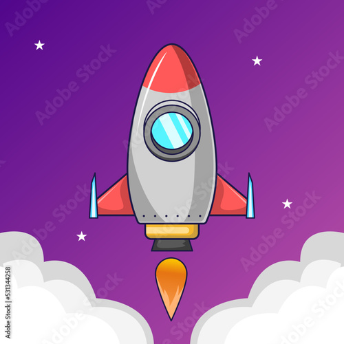 vector illustration of a rocket in space