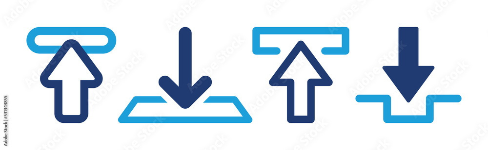Insert icon set with arrow symbol. Vector illustration. Insert icon set with arrow symbol. Vector illustration.