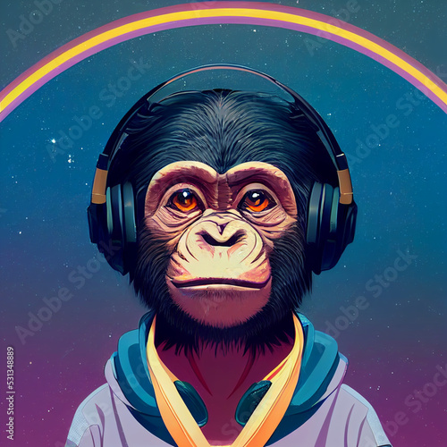 Space Monkey with Headphones photo
