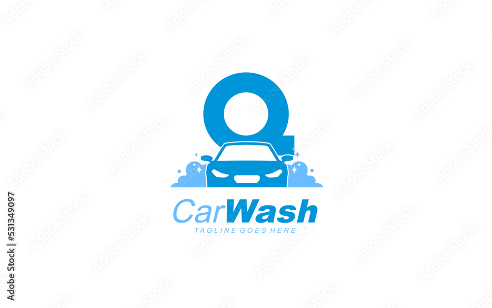 Q logo carwash for identity. car template vector illustration for your brand. Q logo carwash for identity. car template vector illustration for your brand.