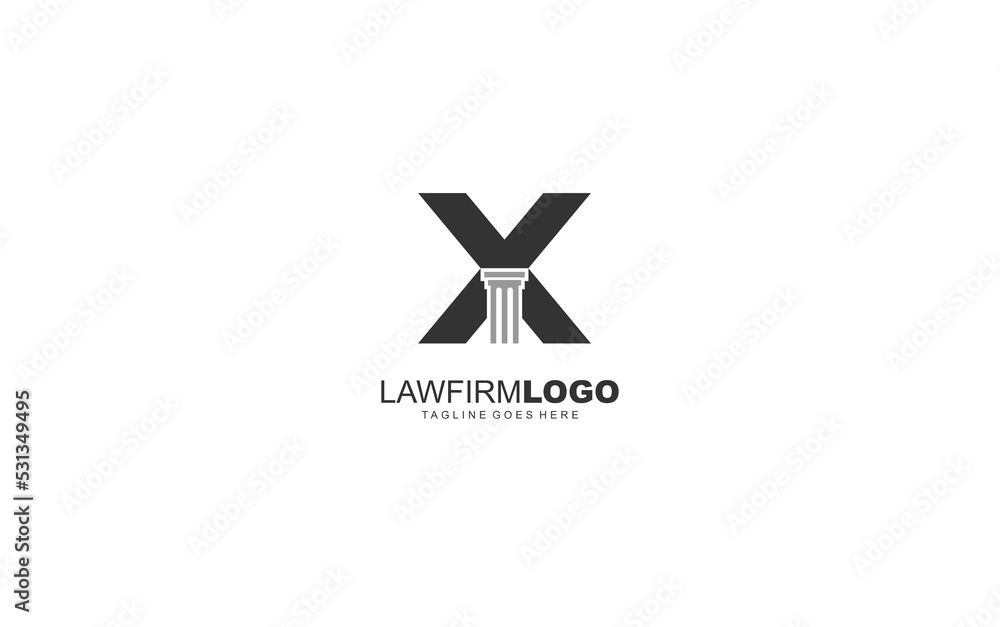 X logo law for branding company. justice template vector illustration for your brand.