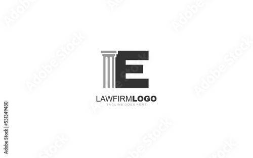 E logo law for branding company. justice template vector illustration for your brand.