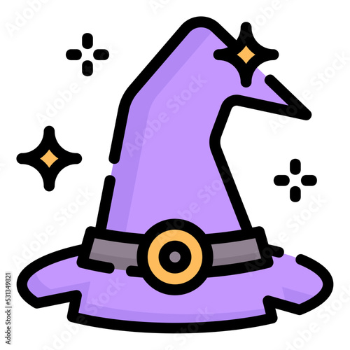 witch hat line color icon