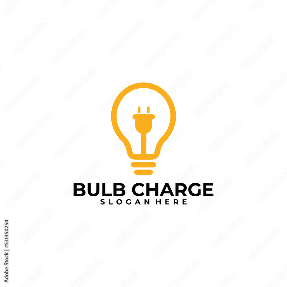 bulb charge logo vector design template bulb charge logo vector design template