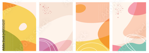 Set of minimalist handdrawn abstract fluid shape