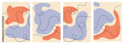 Set of minimalist handdrawn abstract fluid shape