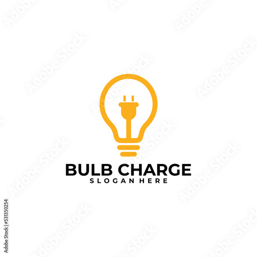 bulb charge logo vector design template
