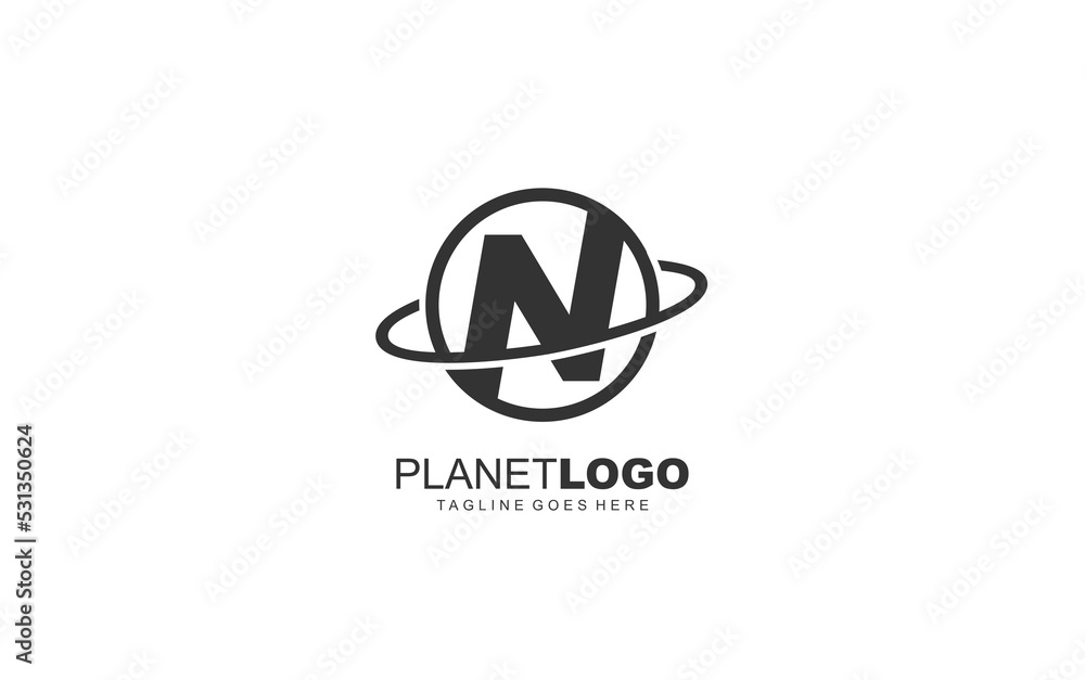 N logo planet for identity. world template vector illustration for your brand. N logo planet for identity. world template vector illustration for your brand.