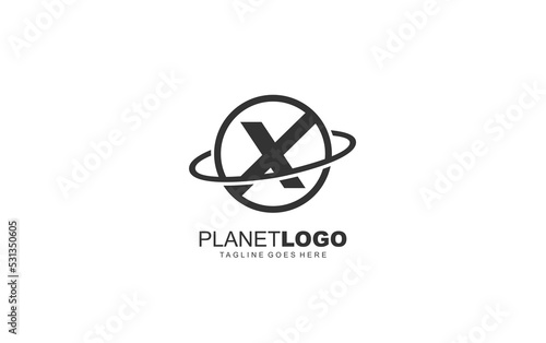 X logo planet for identity. world template vector illustration for your brand.