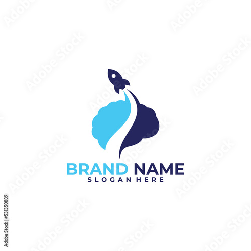 brain launch logo vector design template