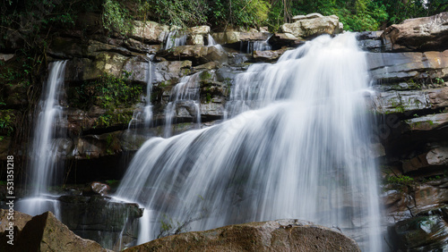 The waterfall in the big forest is very beautiful and less known and dangerous during the rainy season.