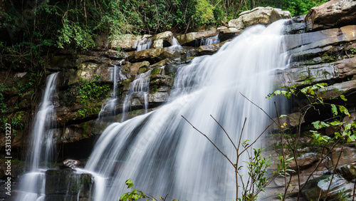 The waterfall in the big forest is very beautiful and less known and dangerous during the rainy season.