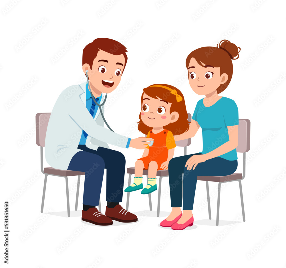 doctor do examine to little kid to check the illness doctor do examine to little kid to check the illness