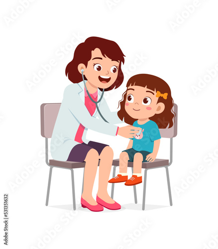 doctor do examine to little kid to check the illness