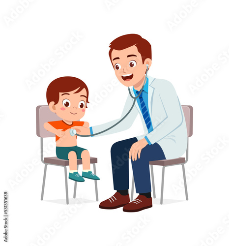 doctor do examine to little kid to check the illness