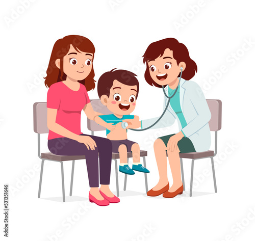doctor do examine to little kid to check the illness