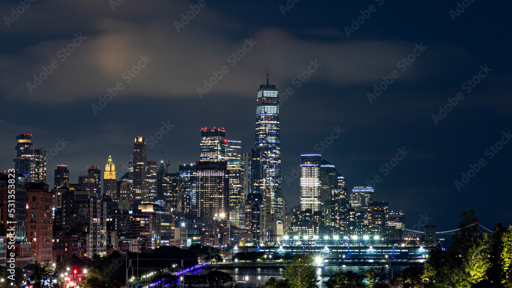 city skyline at night