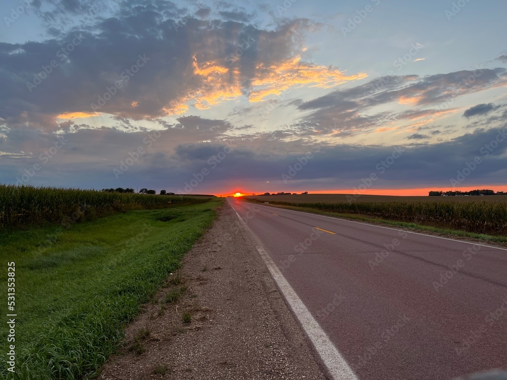 rural highway sunset
