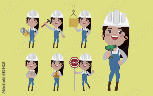 Building worker with different poses