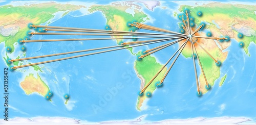 Algeria concept map centerd on America, export concept map for Algeria on white background suitable for export concepts. File is suitable for digital editing and large size prints. photo