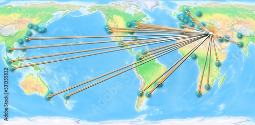 Jordan concept map centerd on America, export concept map for Jordan on white background suitable for export concepts. File is suitable for digital editing and large size prints. photo