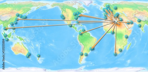 Libya concept map centerd on America, export concept map for Libya on white background suitable for export concepts. File is suitable for digital editing and large size prints. photo