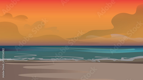 The Beautiful beach at sunset, ocean sunset, Sea sunset or sun over water and the sunny path on water, welcome the the moon coming and let's enjoy night's part, activities  © Baan3d