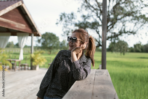 woman smile on nature