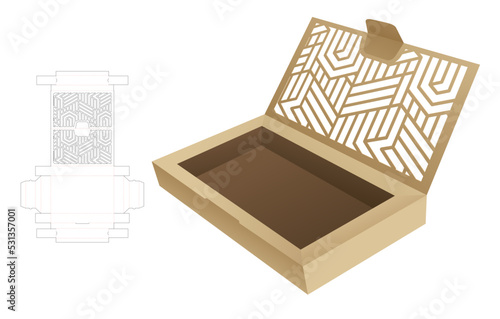 packaging box die cut template and 3D mockup