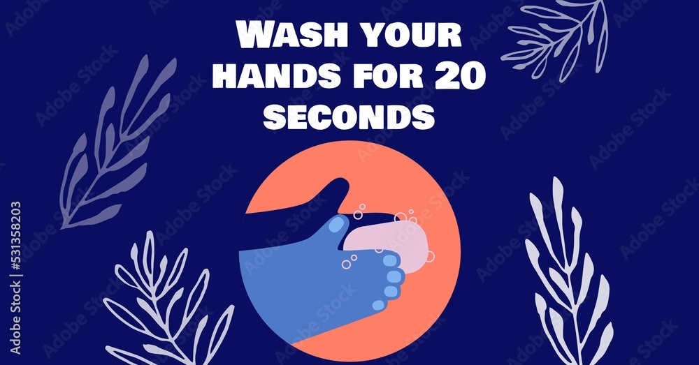Digital illustration of washing hands with a writing during coronavirus covid19 pandemic Digital illustration of washing hands with a writing during coronavirus covid19 pandemic
