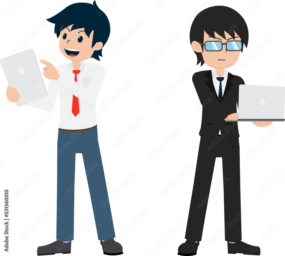 Salary Man 01 Working with a tablet And Programmer Working with Computer