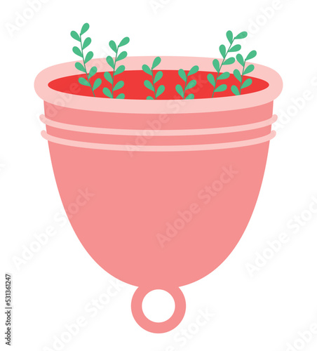 menstrual cup with plants