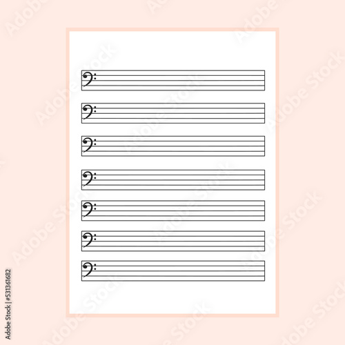 set of sheets bass and guitar blank music note sheet