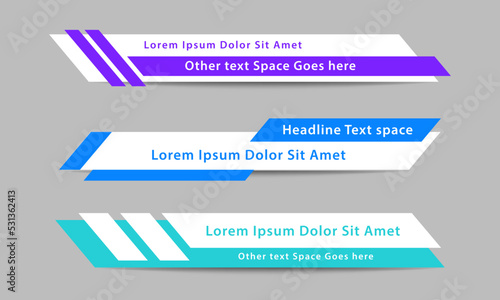 Geometric lower third banner template design. Colorful lower third bar set vector. Simple, clean style template