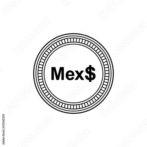 Mexico Currency, MXN, Mexican Pesos Icon Symbol. Vector Illustration