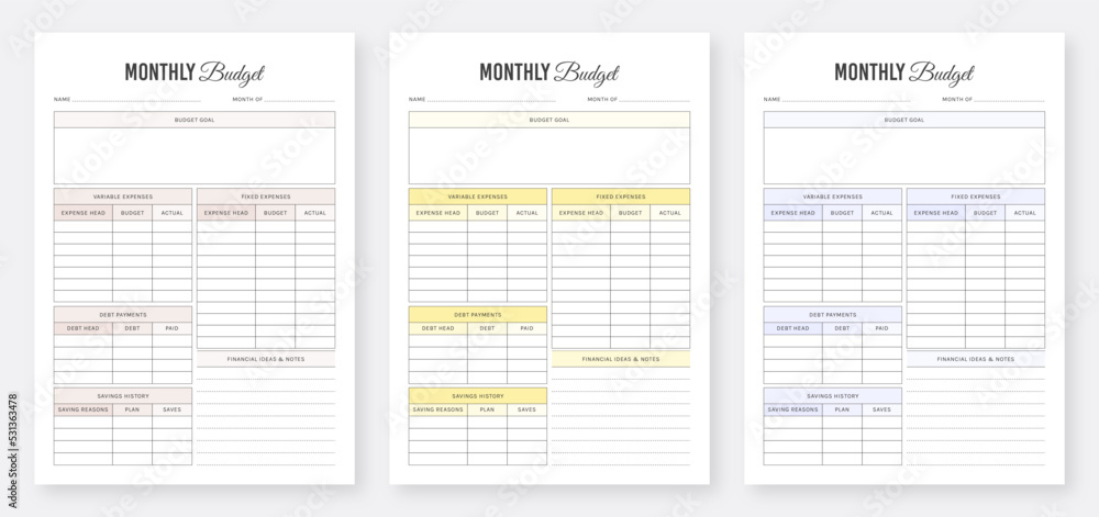 Premium Vector  Weekly and monthly budget personal planner financial budget  planner budget organizer