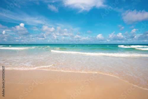 Summer beach in Phuket.blue sky and white cloud.