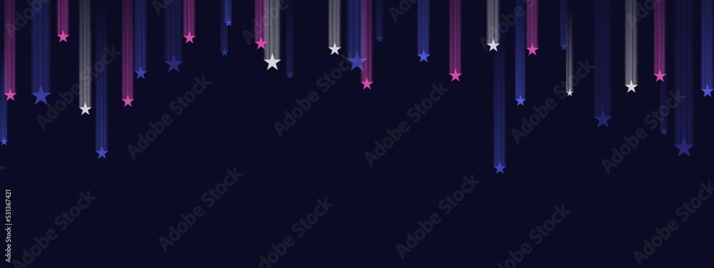 Abstract falling stars drop on Deep blue background. Celebration and anniversary background. 4th of July. USA Independence Day