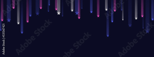 Abstract falling stars drop on Deep blue background. Celebration and anniversary background. 4th of July. USA Independence Day