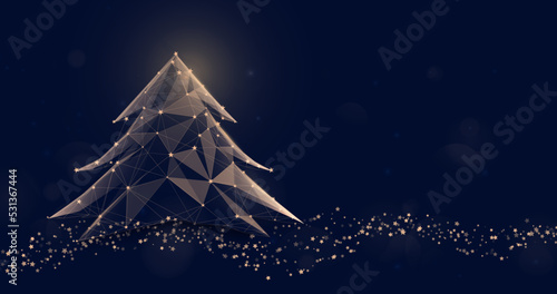 Merry Christmas. Christmas trees are made from a Low polygon model. Luxury background. Vector illustration