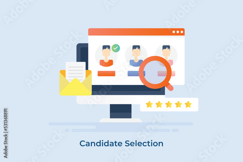 Hr recruitment service agency selecting candidate for job interview online concept. Hiring employee on internet.