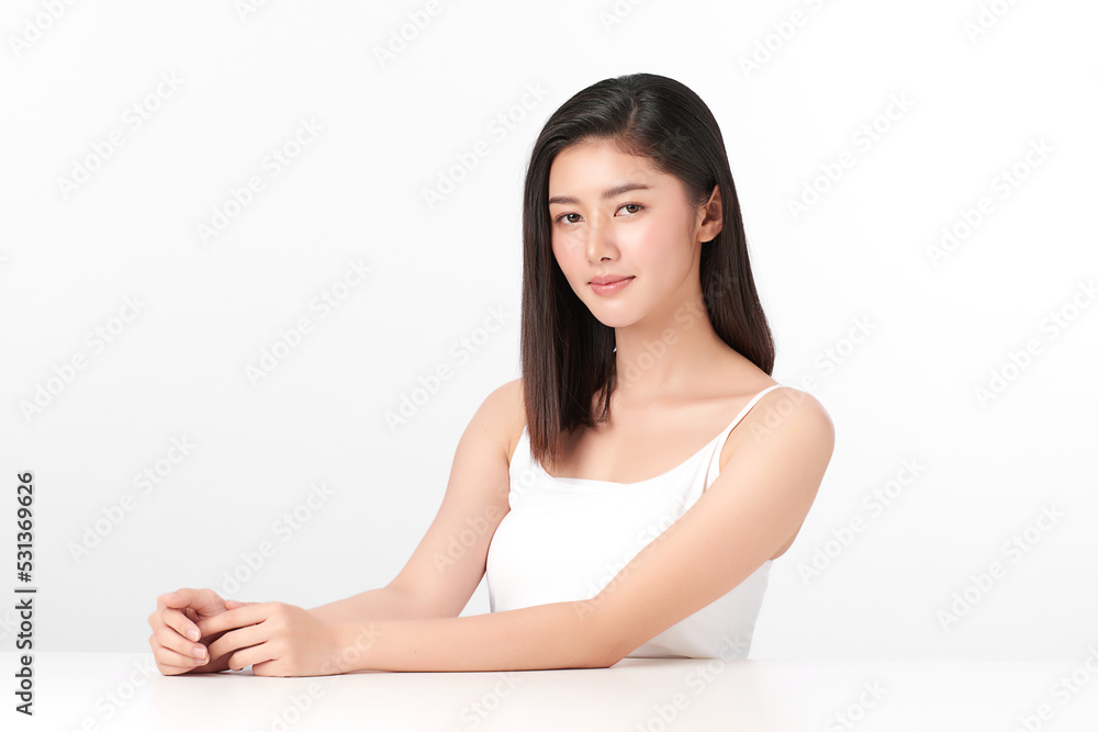 Beautiful young asian woman with clean fresh skin on white background, Face care, Facial treatment, Cosmetology, beauty and spa, Asian women portrait. Beautiful young asian woman with clean fresh skin on white background, Face care, Facial treatment, Cosmetology, beauty and spa, Asian women portrait.